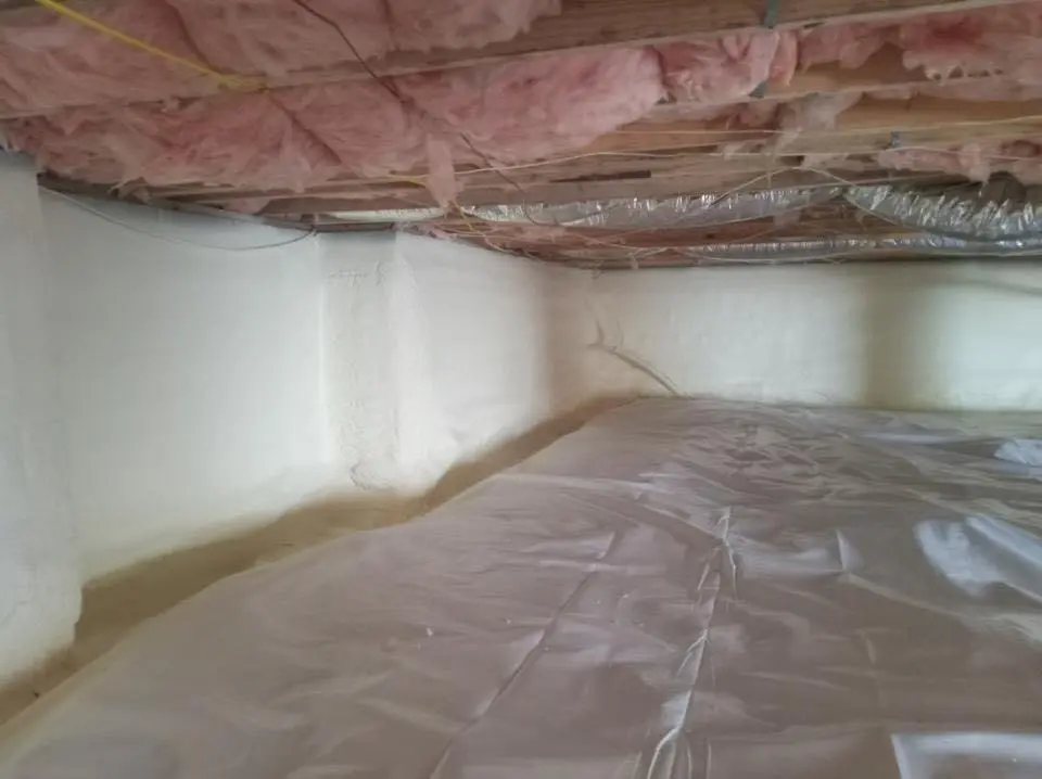 Crawl space encapsulation with closed-cell spray foam for Commercial Roof Restoration in Eureka
